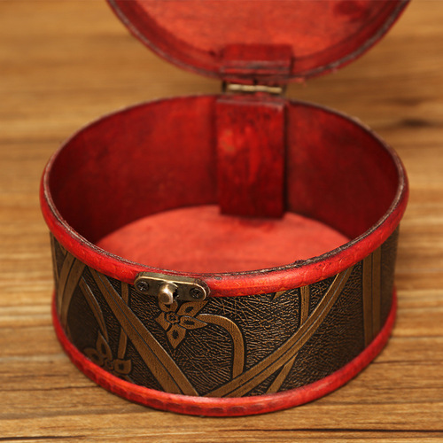 Retro creative jewelry box cylindrical storage box jewelry storage box wooden box small box jewelry box manufacturer wholesale