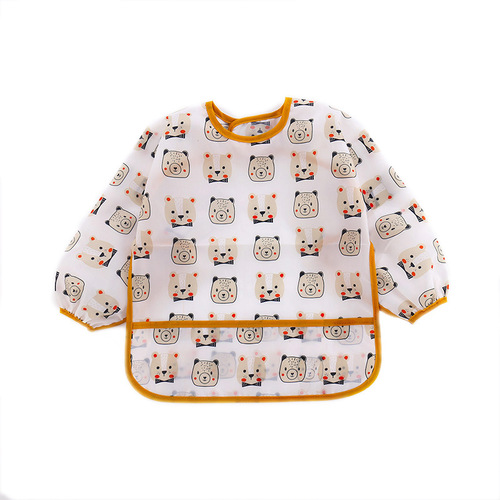 Autumn long-sleeved size 2 waterproof reverse clothing for babies and infants eating smocks and protective clothing children's smocks with rice trough