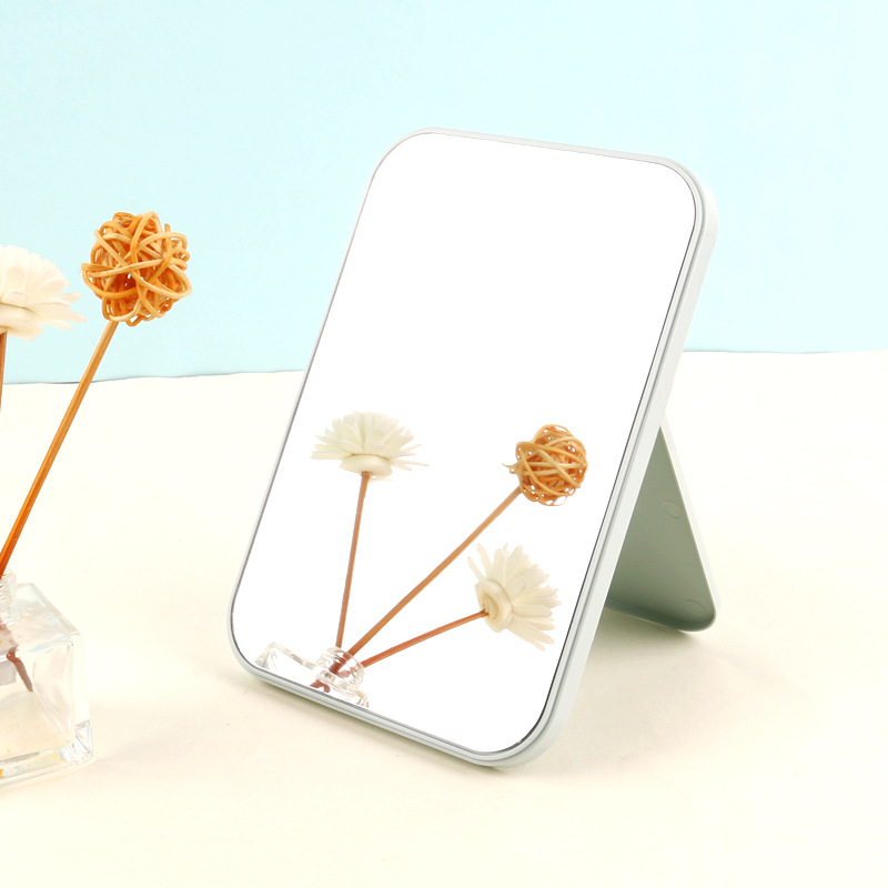High-definition Single-sided Makeup Mirror Nordic Color Student Desktop Plastic Dressing Mirror Folding Portable Large Square Mirror