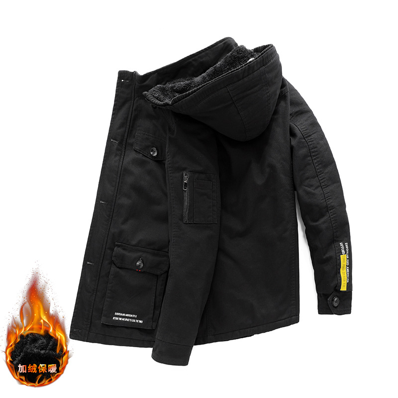 Abrigo de algodón acolchado de invierno para hombres con forro polar acolchado de mediana edad y ancianos ropa de trabajo rompevientos Algodón puro casual transfronterizo más tamaño marca de moda Abrigo acolchado de algodón