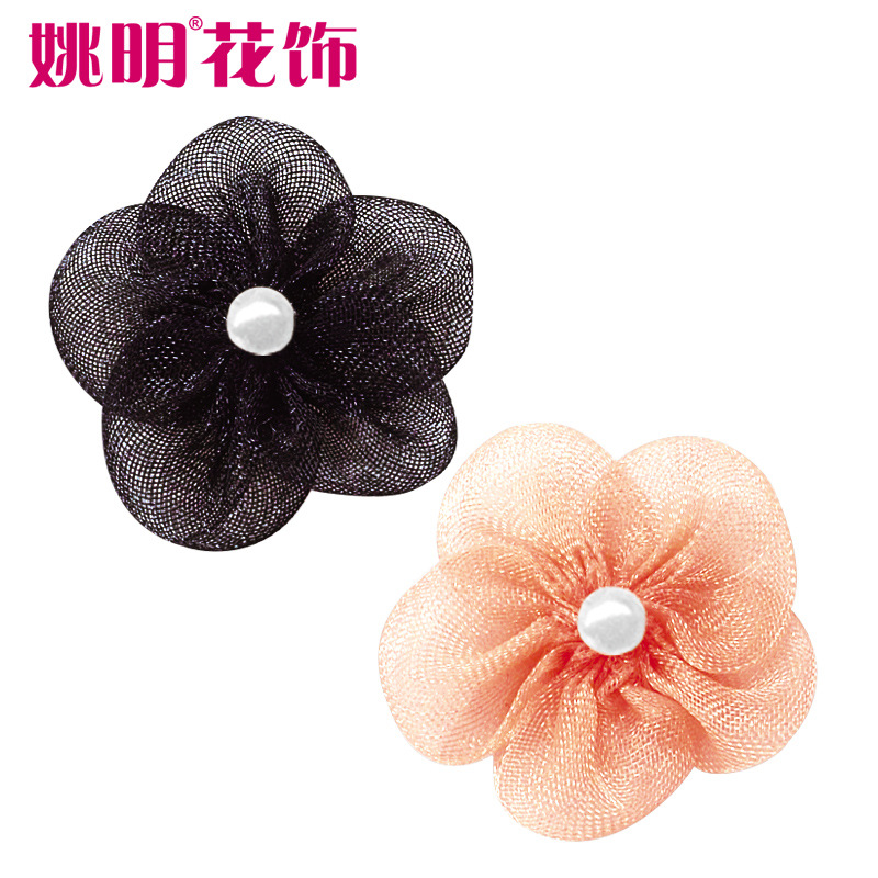 Yao Ming cinta flor decoración 2,8 cm arco hilo de nieve de cinco pétalos de flores Ropa Accesorios falda ropa hecha a mano flor arco