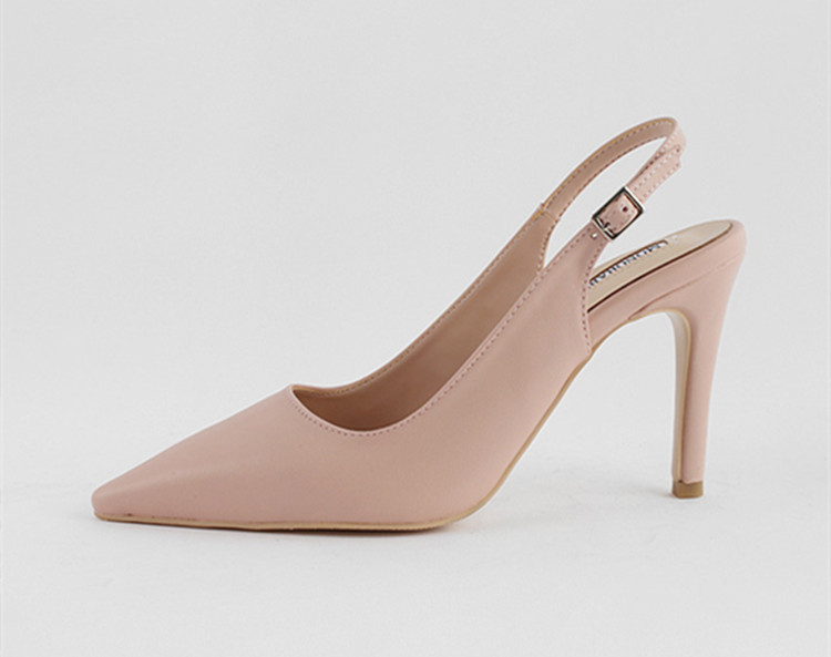 Women's High Heels Pointed Toe Open Back Slim Heel Single Buckle Girlish Sandals_voghion.com