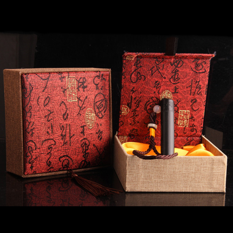 珠宝首饰盒长链亚麻布流苏手镯盒文玩手串佛珠盒礼品饰品盒包装盒