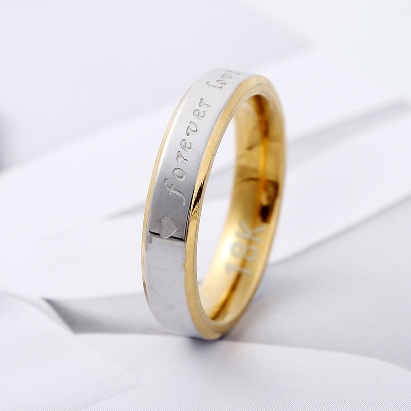 Anillo de acero de titanio transfronterizo femenino Corea del Sur moda para siempre amor pareja anillo corrosión oro joyería de acero inoxidable