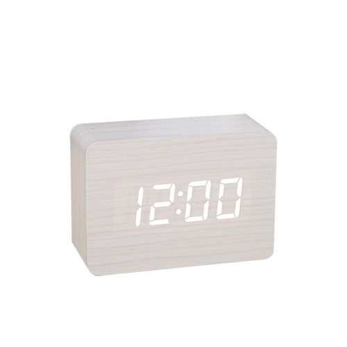 Source manufacturer electronic clock rectangular wooden clock mini electronic alarm clock digital clock led wooden clock