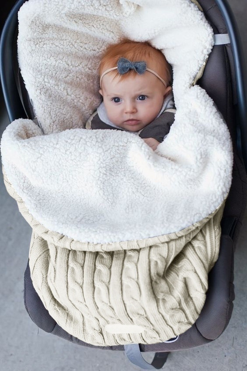Saco de dormir de lana para cochecito de bebé, estilo europeo y americano, cálido y engrosado