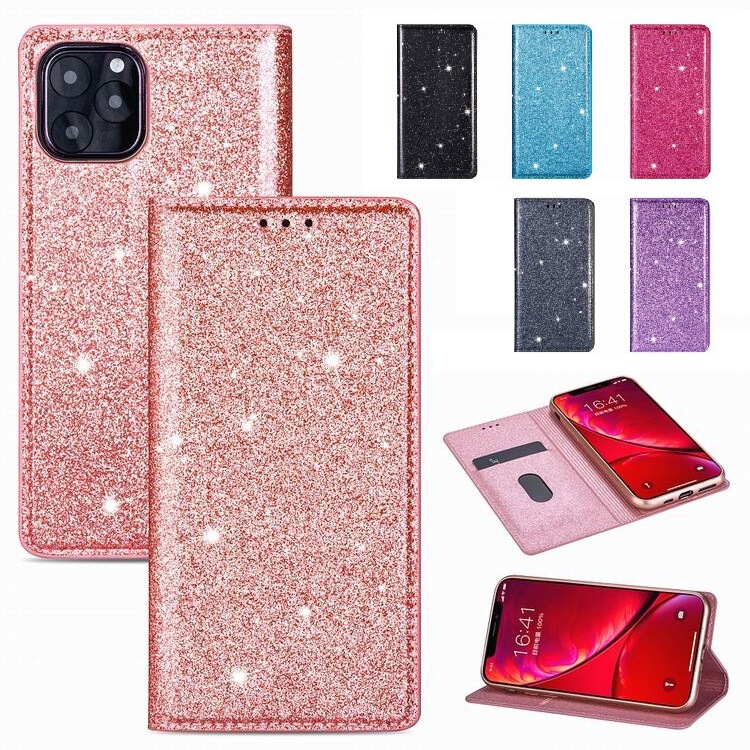 Suitable for iPhone 17 Glitter Magnetic Phone Case, Apple 16 Card-Insert Flip Wallet Leather Case, 15 Protective Case