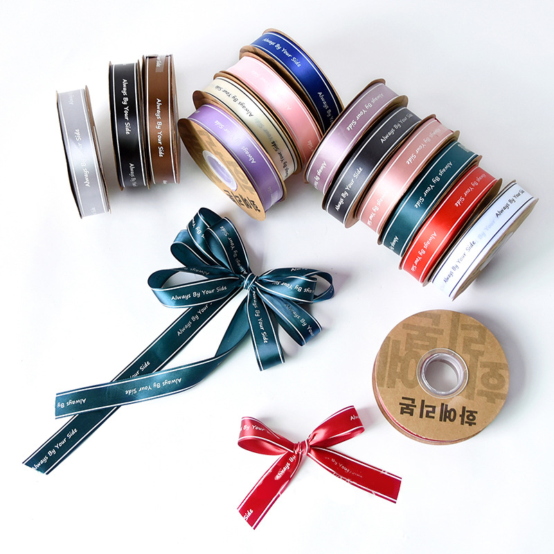New 2.5cm English Waiting Ribbon Ribbon Flower Gift Ribbon Cake Ribbon Flower Shop Material Ribbon