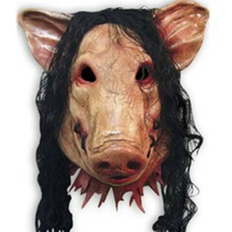 [Halloween pig head mask cosplay prop chainsaw horror 3 piggy spoof terrifying headwear batch]