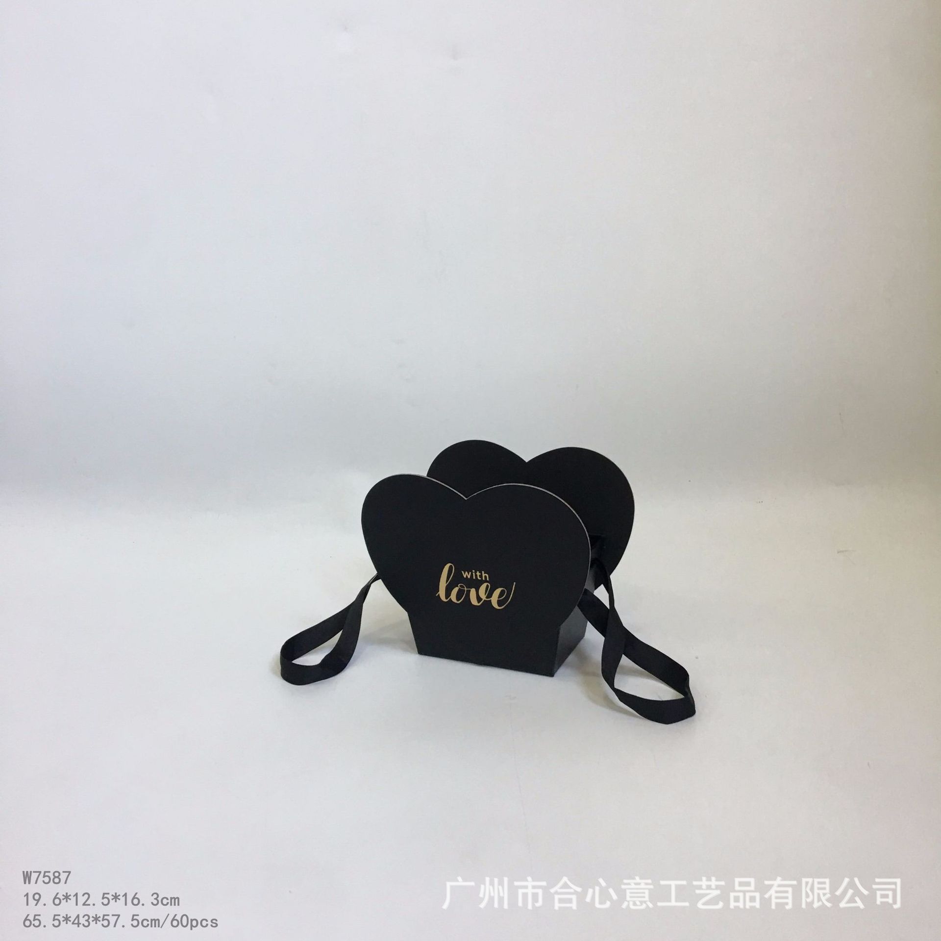 合心意新款 纯色爱心 心形手提鲜花礼盒  插花盒 婚庆伴手礼品盒