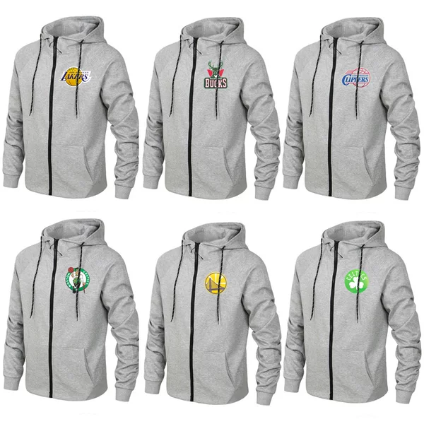 Warriors Lakers Men's Hooded Zipper Sweater Spring and Autumn Thin Basketball Sportswear Jacket
