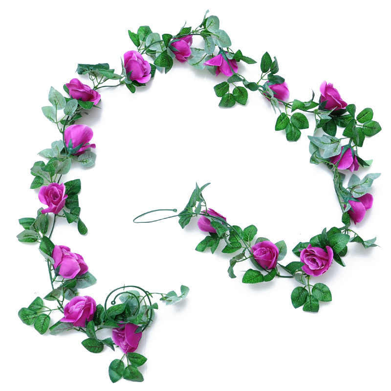 Artificial Rosa tira techo sinuoso flor artificial decoración del hogar flor de la boda flor artificial ratán vid Flor de seda