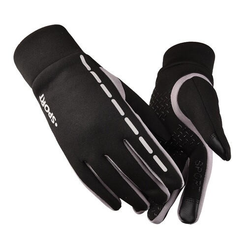 Cross-border autumn and winter waterproof, quilted warm, reflective outdoor cycling full-finger gloves for men and women, touch screen windproof gloves