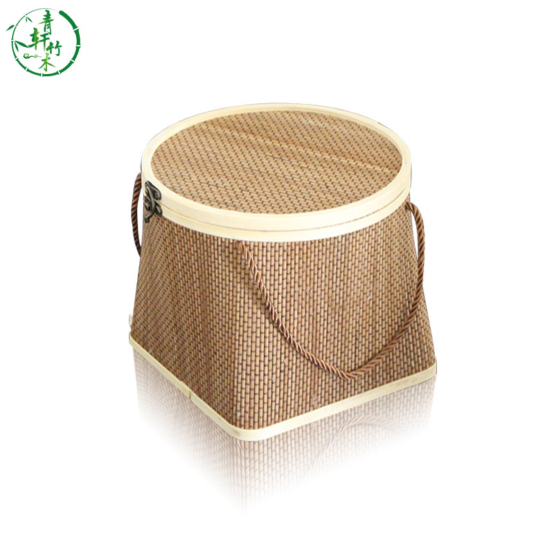 现货手工上圆下方竹篮手提中秋月饼年货礼盒鸡蛋篮端午粽子包装