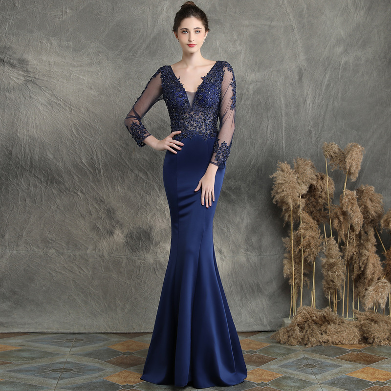 16357# handmade applique nail bead toast dress bride long long sleeve Thank you banquet fishtail dress wedding evening dress 16357# handmade applique nail bead toast dress bride long long sleeve Thank you banquet fishtail dress wedding evening dress