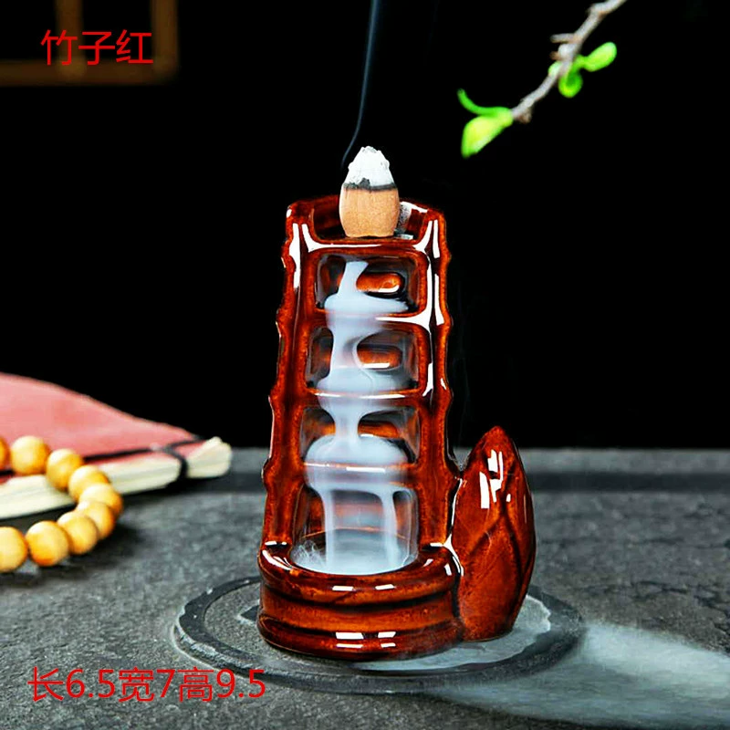 Ceramic Backflow Incense Burner, Lotus Inverted Design, Decorative Buddha Incense Holder