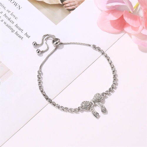 Sweet Full Diamond Butterfly Bracelet Fashionable Crystal Adjustable Bead Bracelet Temperament Student Versatile Forest Style Hand Jewelry Bracelet