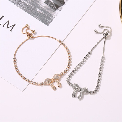 Sweet Full Diamond Butterfly Bracelet Fashionable Crystal Adjustable Bead Bracelet Temperament Student Versatile Forest Style Hand Jewelry Bracelet