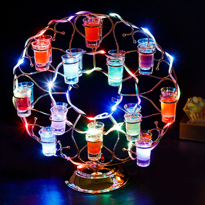 Titular de la taza de cóctel emisor de luz Barra de LED KTV redondo emisor de luz estante del vino de la bala Copa titular de la taza de vino titular de la taza de colores