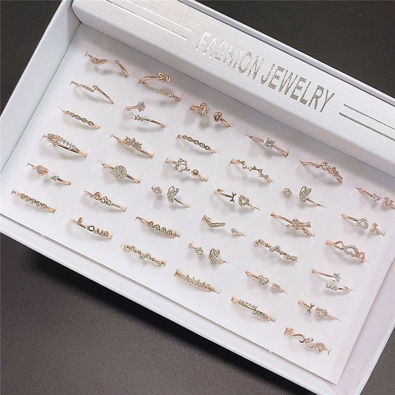 Adjustable Zirconium Ring, Korean Style, 750 sample gold color, Micro-incrustation (Adjustable)