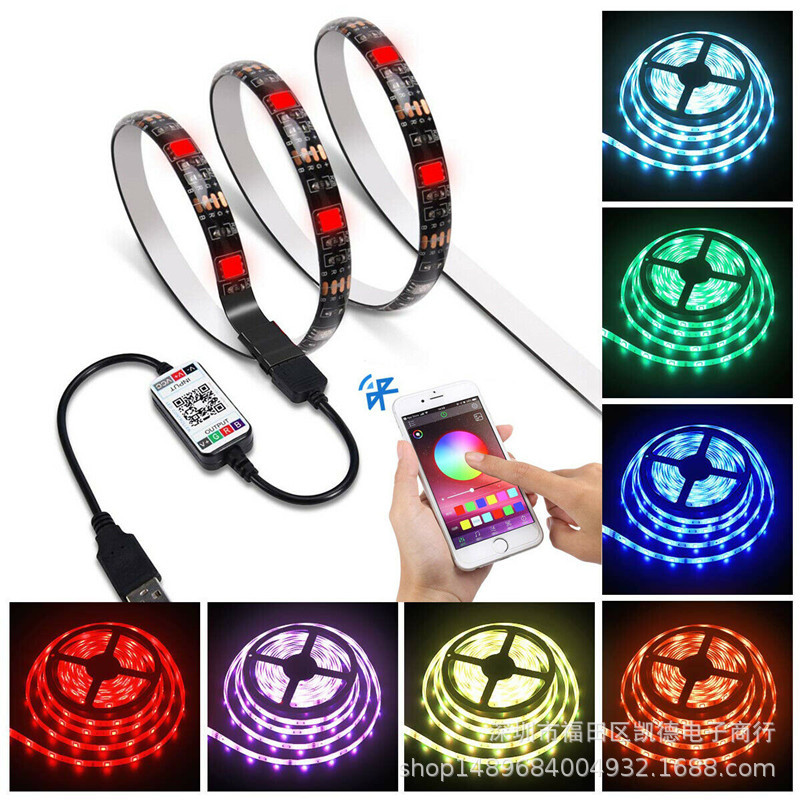 5V teléfono móvil Bluetooth APP control TV barra de luz de fondo 5050 control inteligente Bluetooth barra de luz USB barra de luz de colores