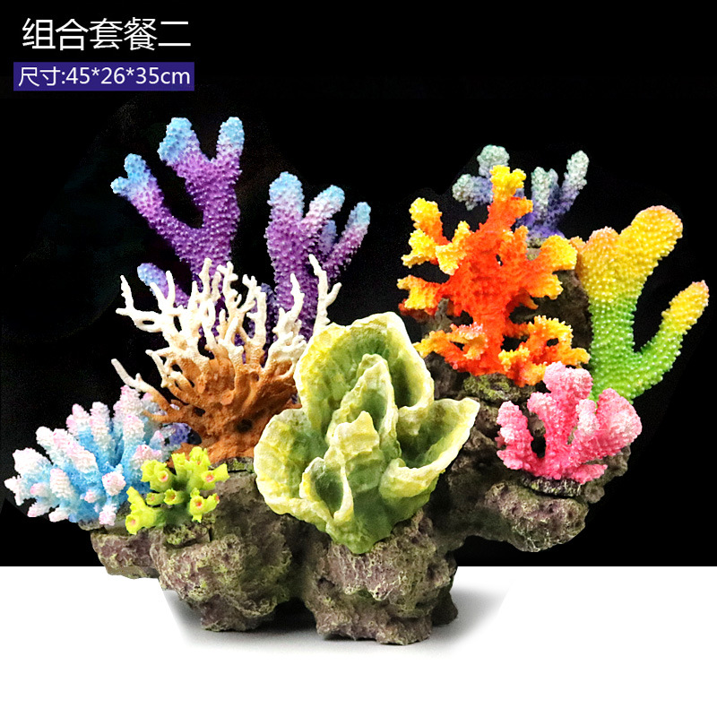 Pecera rocalla coral paisaje acuario simulación agua de mar decoración shell falso plantas acuáticas arrecife de coral agua paisaje paquete