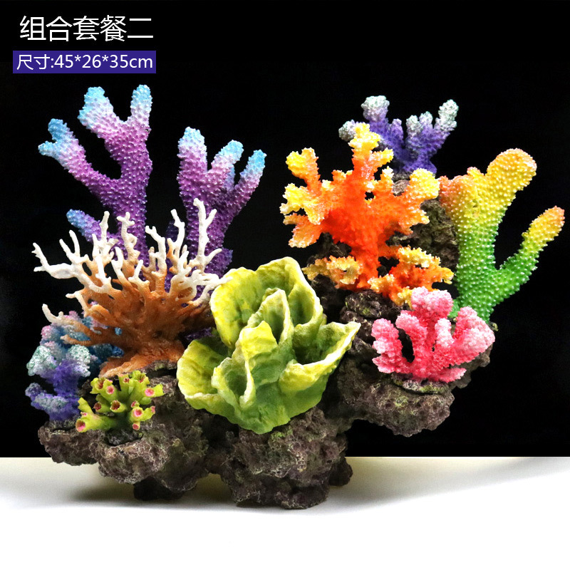 Pecera rocalla coral paisaje acuario simulación agua de mar decoración shell falso plantas acuáticas arrecife de coral agua paisaje paquete