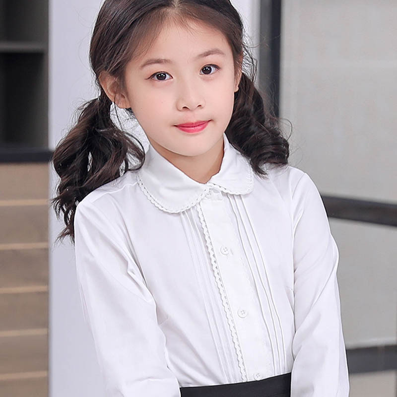 Junior High School and High School Students' Long-Sleeved White Shirts, Girls' Lace School Uniforms, Children's Garden Uniforms, College Style Junior High School and High School Students' Long-Sleeved White Shirts, Girls' Lace School Uniforms, Children's Garden Uniforms, College Style
