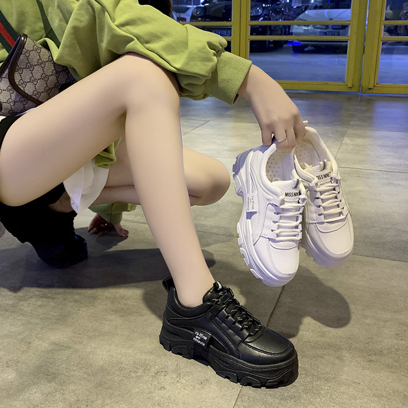 2025 Spring New Korean Style Dad Shoes for Female Students, Internet Celebrity Sneakers, Women's Casual Thick-Soled Height-Increasing Shoes 1A02