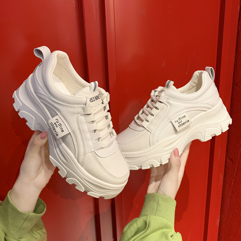 2025 Spring New Korean Style Dad Shoes for Female Students, Internet Celebrity Sneakers, Women's Casual Thick-Soled Height-Increasing Shoes 1A02