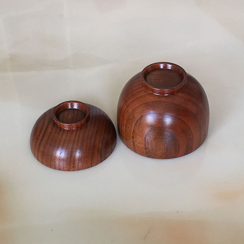 Suministro directo de fábrica de cuencos de madera con tapas, cuencos infantiles anti-quemaduras y anti-caída, cuencos redondos pequeños de estilo chino, venta al por mayor en stock.