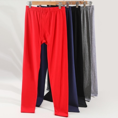 Men's Plain Cotton Fleece-lined and Enlarged Autumn Pants Single Piece Slim Fit Thin Thread Pants Large Size Warm Thermal Underpants Cotton Wool Pants Winter