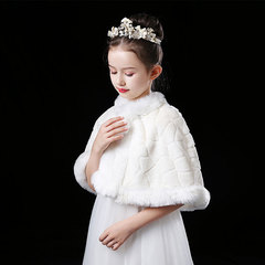 兒童毛披肩2019新款保暖印花外套小孩斗篷花童外搭配飾品女兒演出