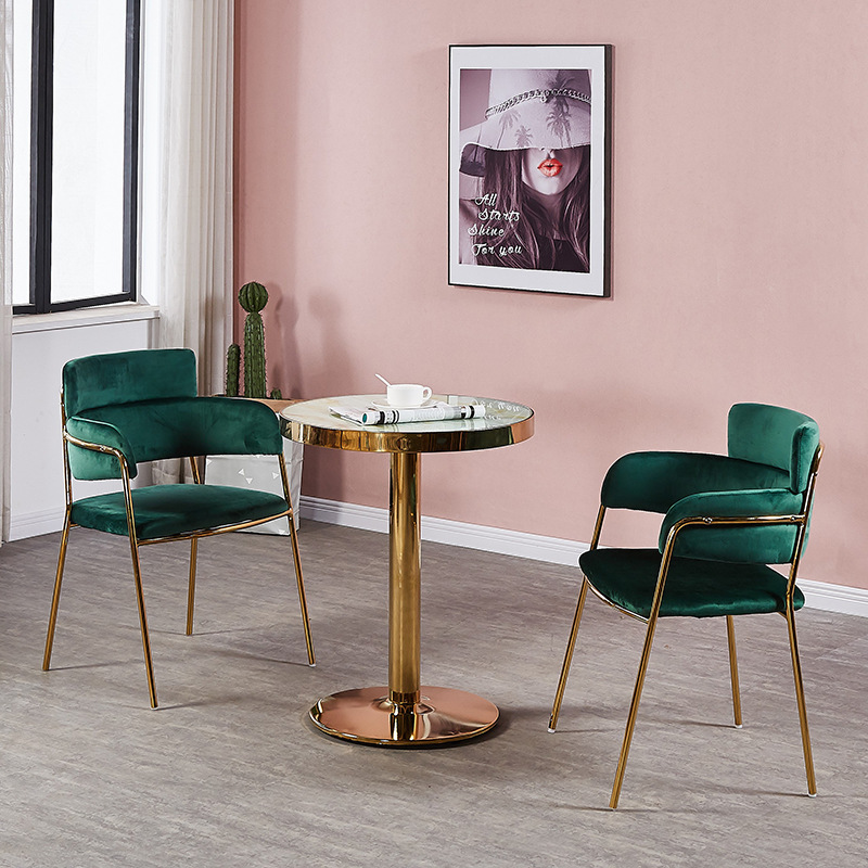 Nordic Gold Leg Velvet Chair Simple Negotiation Chair Home Soft Bag Chair Home Backrest Casual Light Luxury