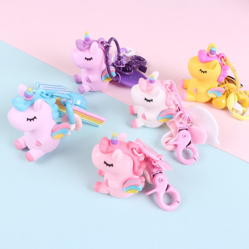 Creative Cartoon Rainbow Horse Unicorn Keychain Female Cute Ins Keychain Student School Bag Pendant Small Gift