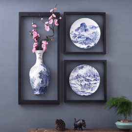 景德镇陶瓷器 仿古青花瓷挂盘摆盘装饰摆件35cm 新中式客厅装饰品