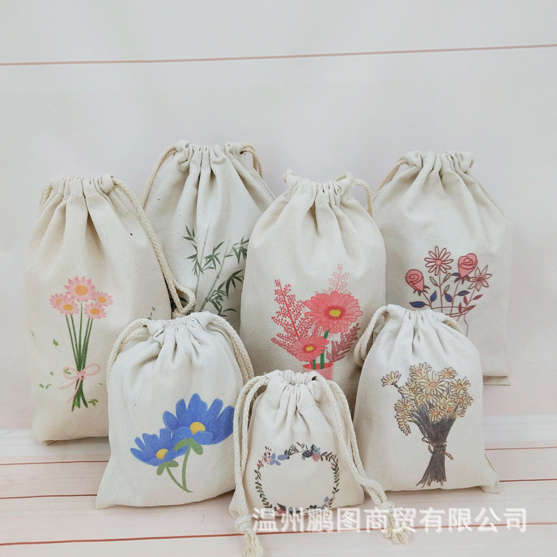帆布棉布大米袋抽拉绳迷你小布袋厂家直供印LOGO收纳印花袋子现货