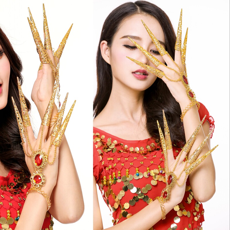 Y Thousand Hands Guanyin Nail Set Extended Upgraded Indian Dance Performance Accessories Ring Belly Dance Jewelry Hairpin Hand