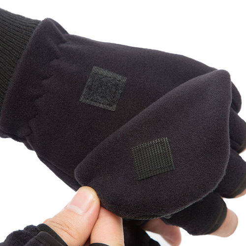 Outdoor men's and women's fleece half-finger flip gloves cycling and mountaineering autumn and winter cold-proof and warm thickened photography and photography gloves