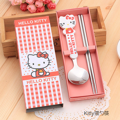 만화 숟가락 젓가락 2 피스-KT 고양이