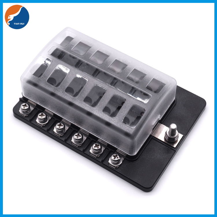 12路带LED灯汽车保险盒保险丝座汽车改装一进多出插片保险丝盒