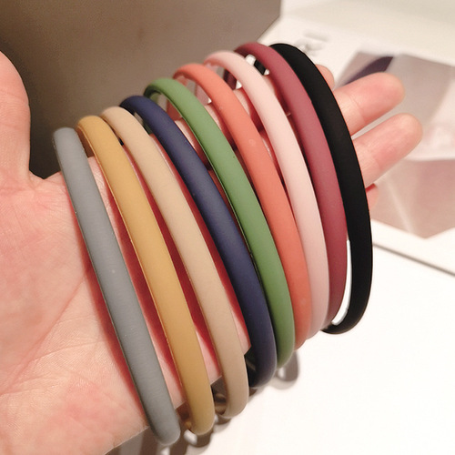Korean new style simple fine-edged frosted hairband Morandi color non-slip face wash headband versatile hair press hairpin