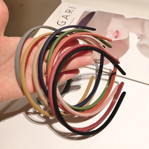 Korean new style simple fine-edged frosted hairband Morandi color non-slip face wash headband versatile hair press hairpin