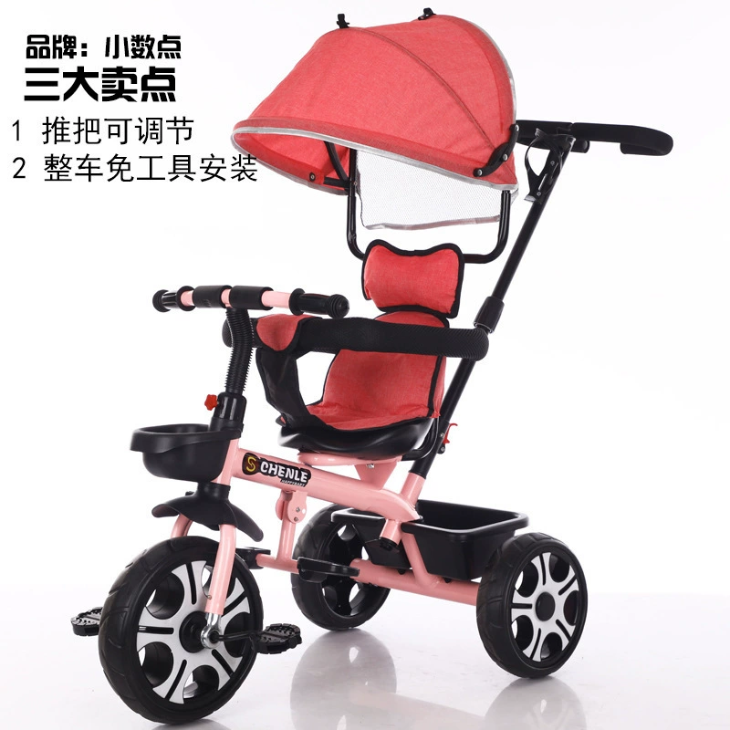 Foldable children's three-wheeled bike pedalled