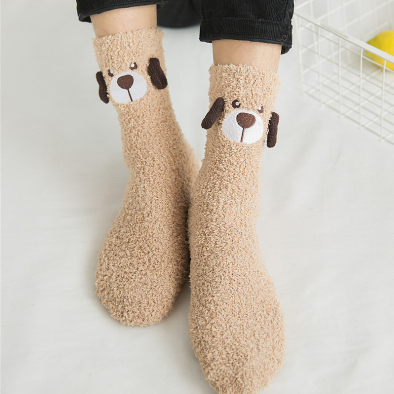 Coral velvet men's socks autumn and winter home air conditioning floor socks lovers socks sleep thick warm socks wholesale