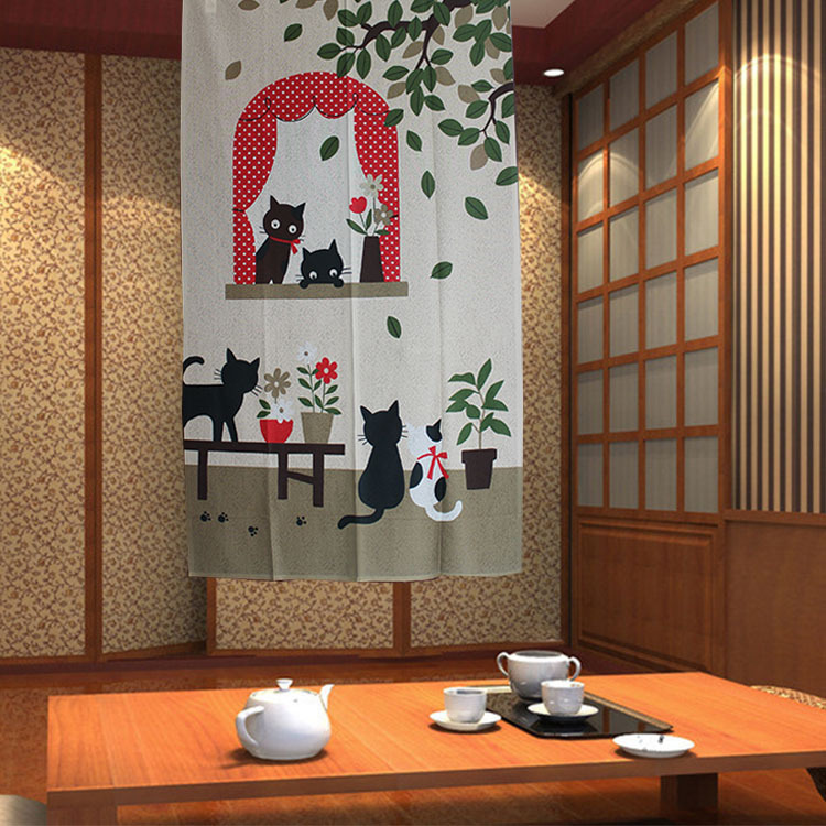 Factory Direct Sales Japanese Export Japanese-Style Fabric Printed Door Curtains Wholesale and Retail
