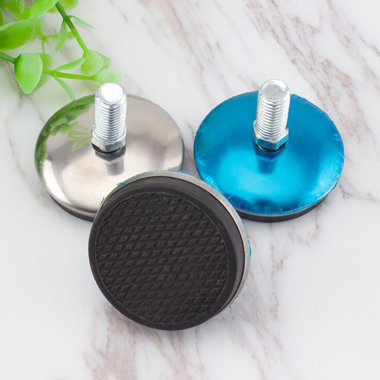 Fondo negro 50mm tornillo pie almohadilla móvil universal ajustable pie almohadilla sofá pie almohadilla a prueba de humedad de acero inoxidable