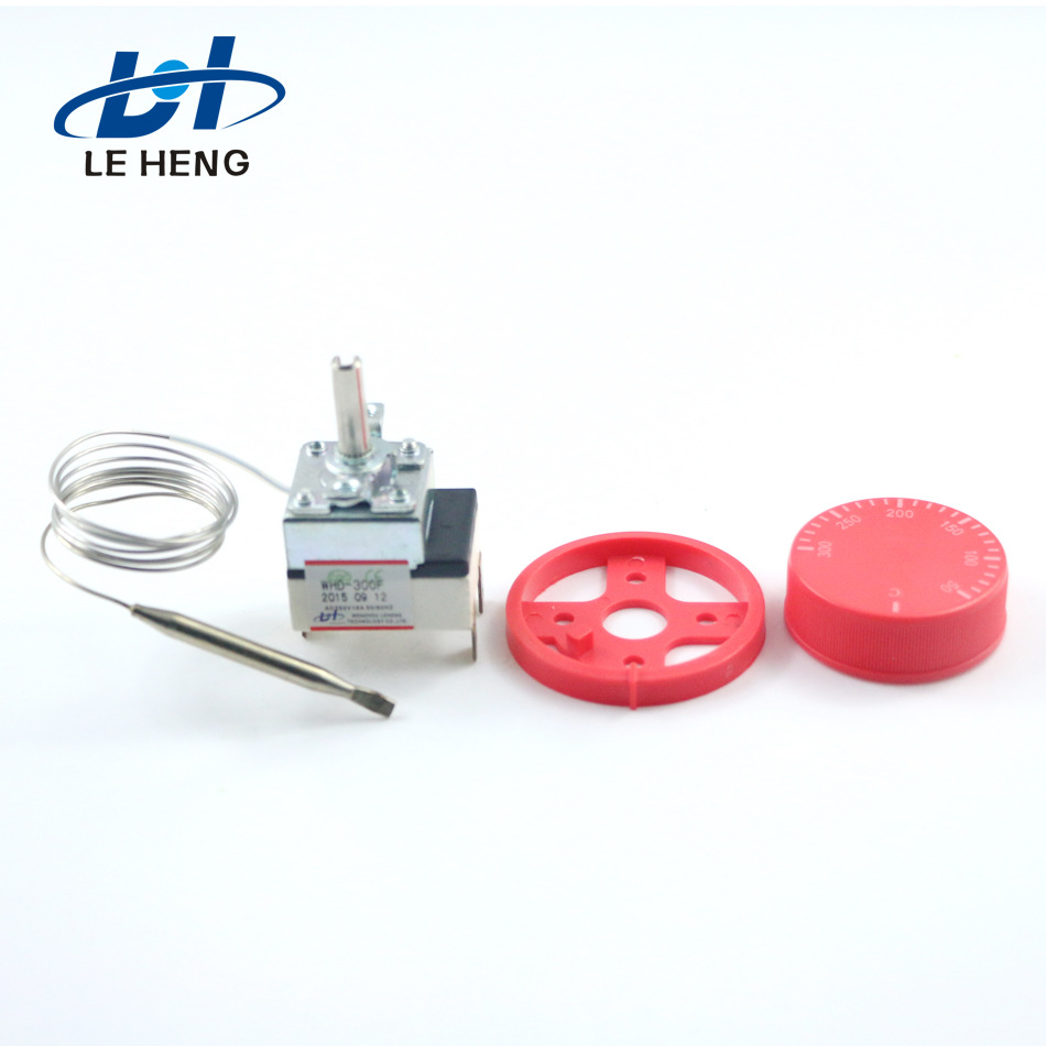 厂家直销液体膨胀压力式温控器带毛细管温包新料纯白色旋钮温控器