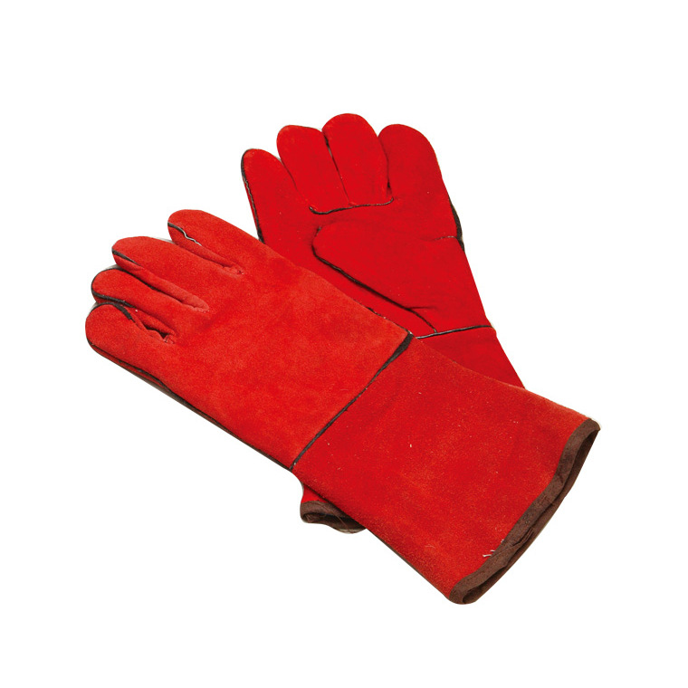 力易得全牛皮带带衬里焊接手套14寸E0835电焊手套