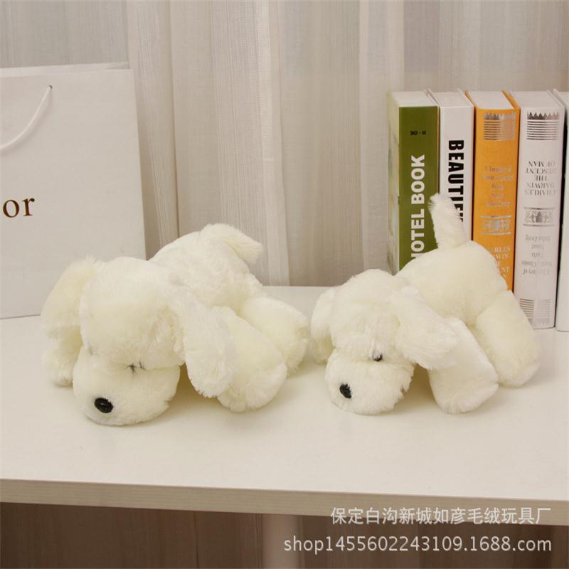 小白狗毛绒玩具车载摆件狗公仔可爱白色趴趴狗小汽车装饰代发玩偶